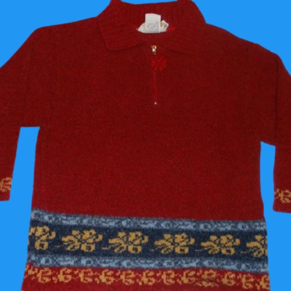 VINTAGE Red Sweater Fits Girls Size Medium 7-8 - Picture 1 of 1